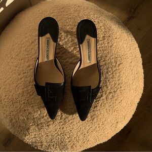 Manolo Blahnik Black Suede Mules